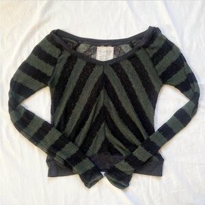 We The Free Black and Green Knit Top